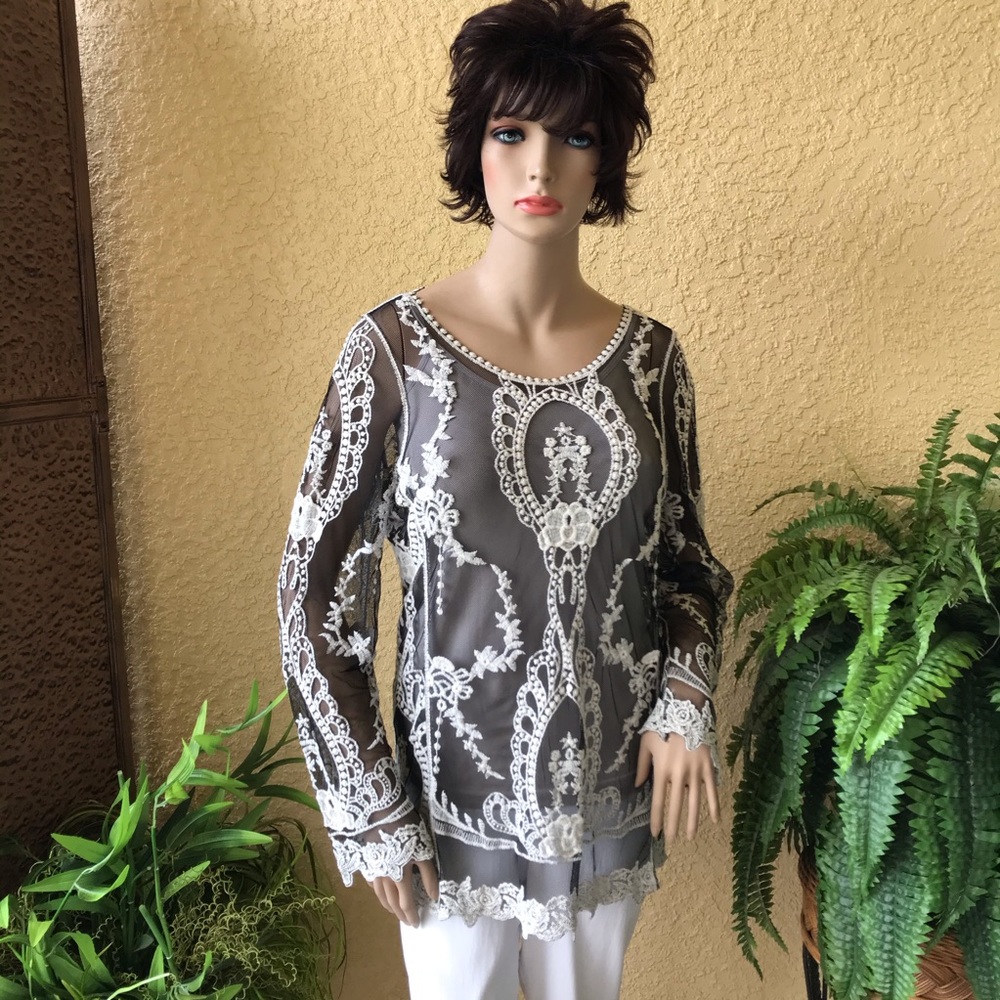 Covered Stitch Design lace tunic top